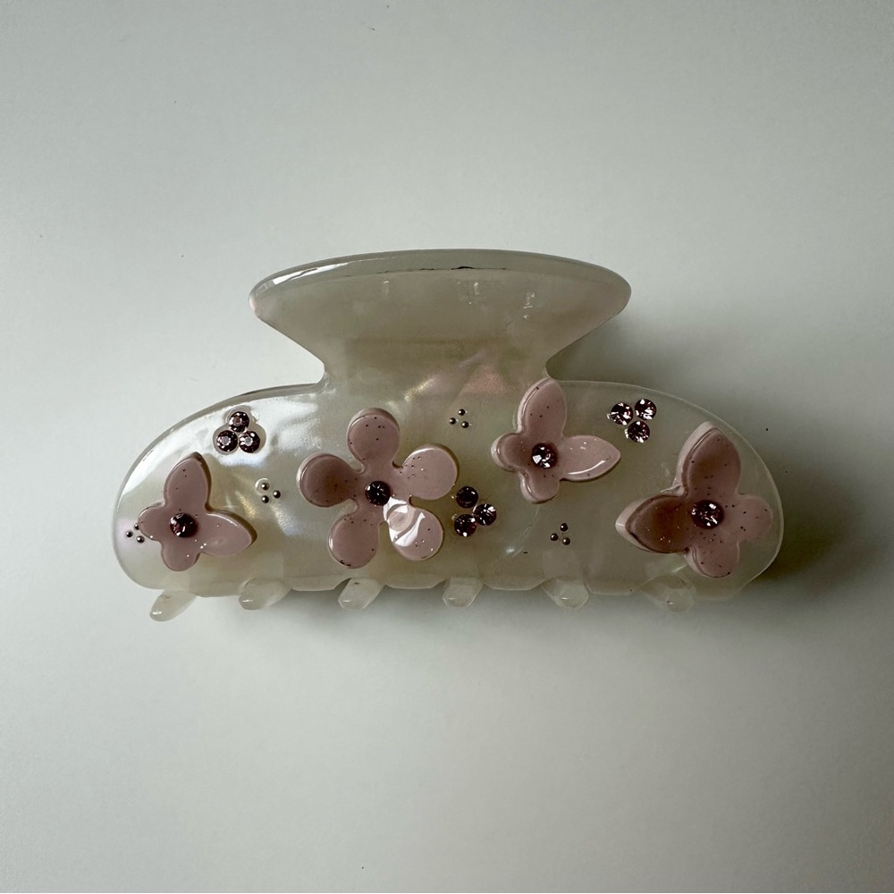 Cream and Pink Hair Clip